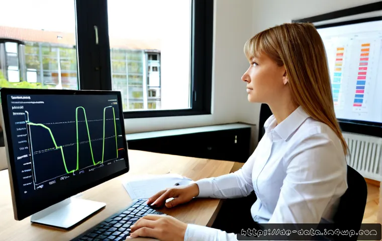 그래프 데이터베이스의 성과 분석 방법 - Photorealistic modern German business office, a data analyst reviewing graph database performance on...